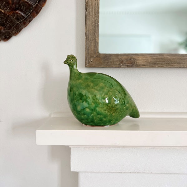 Ceramic Guinea Fowl Green Glaze