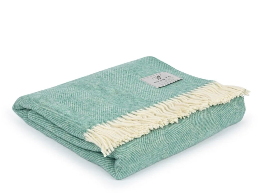 Herringbone Throw Aqua (Bronte by Moon)