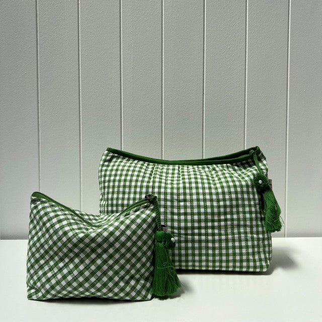 Green Check Toiletry Bag LRG