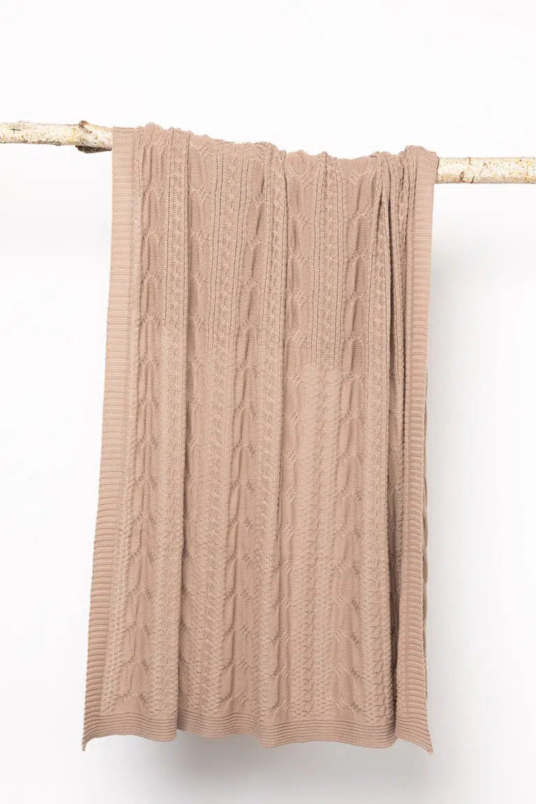 Throw Cable Knit Mushroom