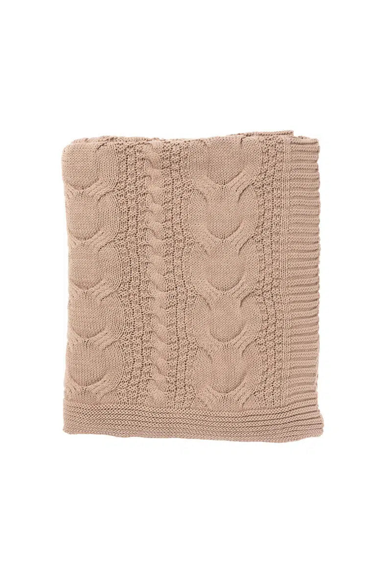 Throw Cable Knit Mushroom