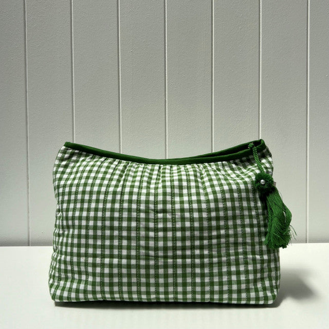 Green Check Toiletry Bag LRG