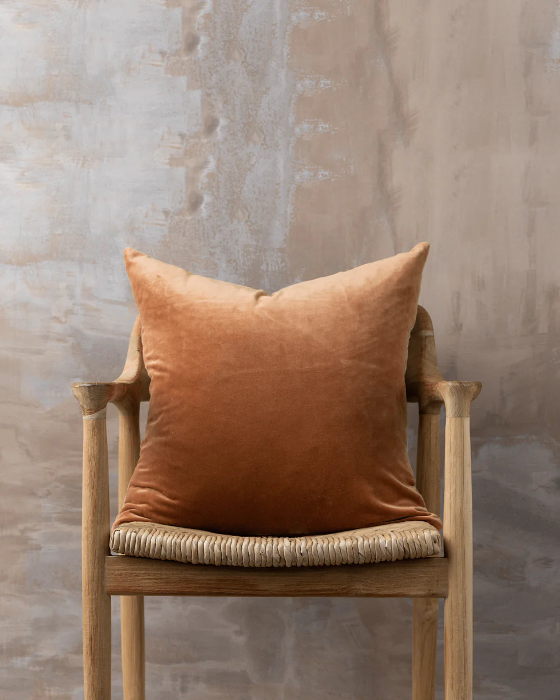 Linen/Velvet Cushion | Terracotta 50x50cm