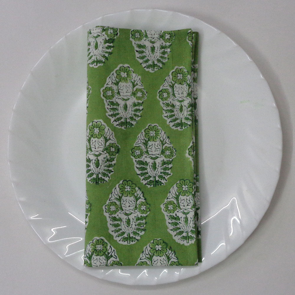Napkin Block Print Boota Celadon (Set/4)