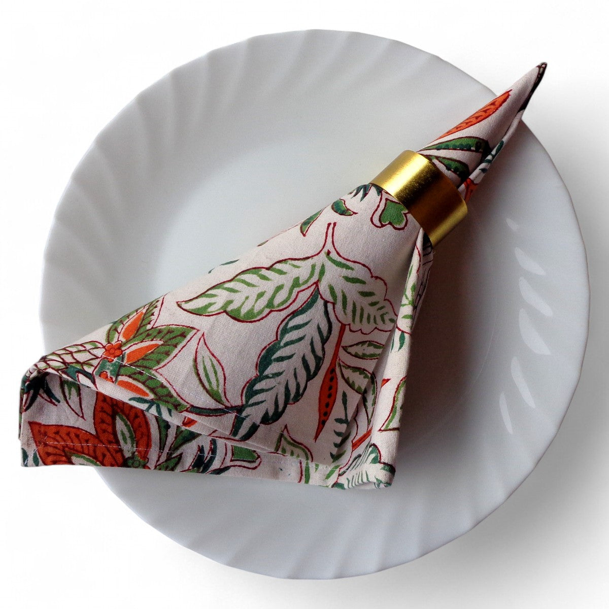 Hand Block Printed Cotton Napkin Bossanova Open Set/4