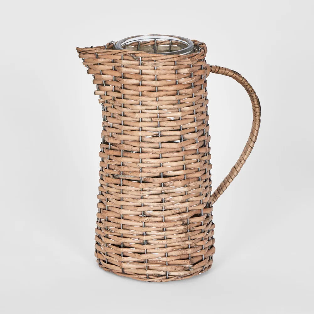 Rattan Jug With Glass Insert L