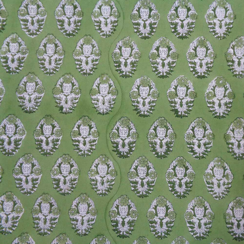 Cushion Block Print Boota Celadon Green 50x50