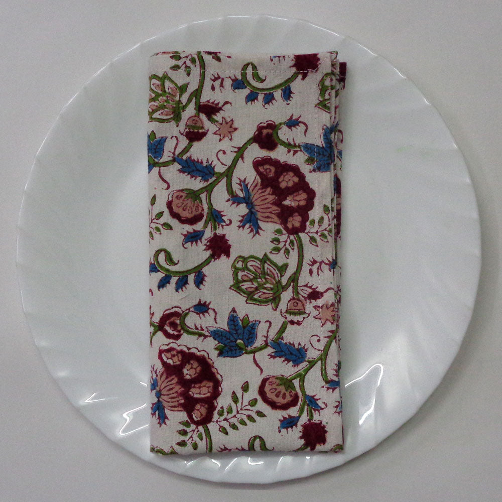 Hand Block Printed Cotton Napkin Genda Bale Set/4