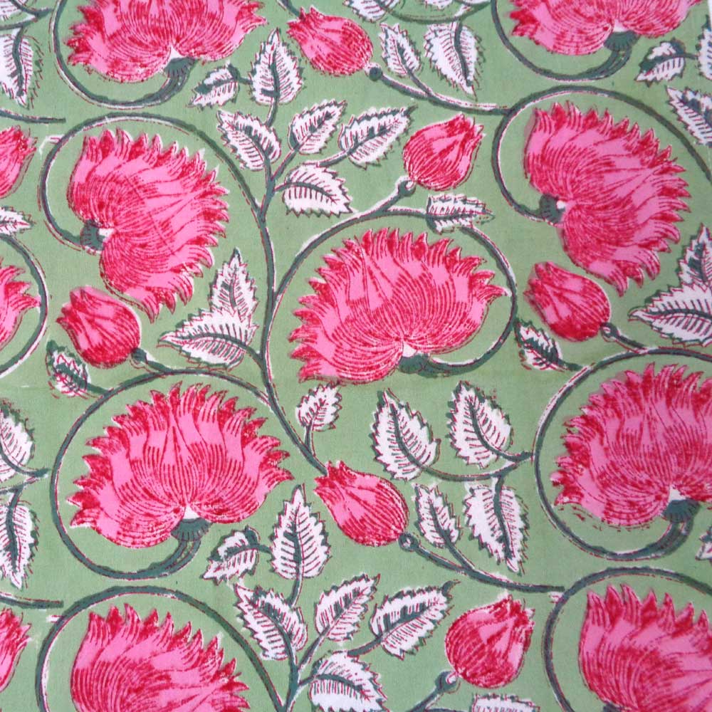 Block Printed Cotton Napkin Kamal Gulabi Set/4