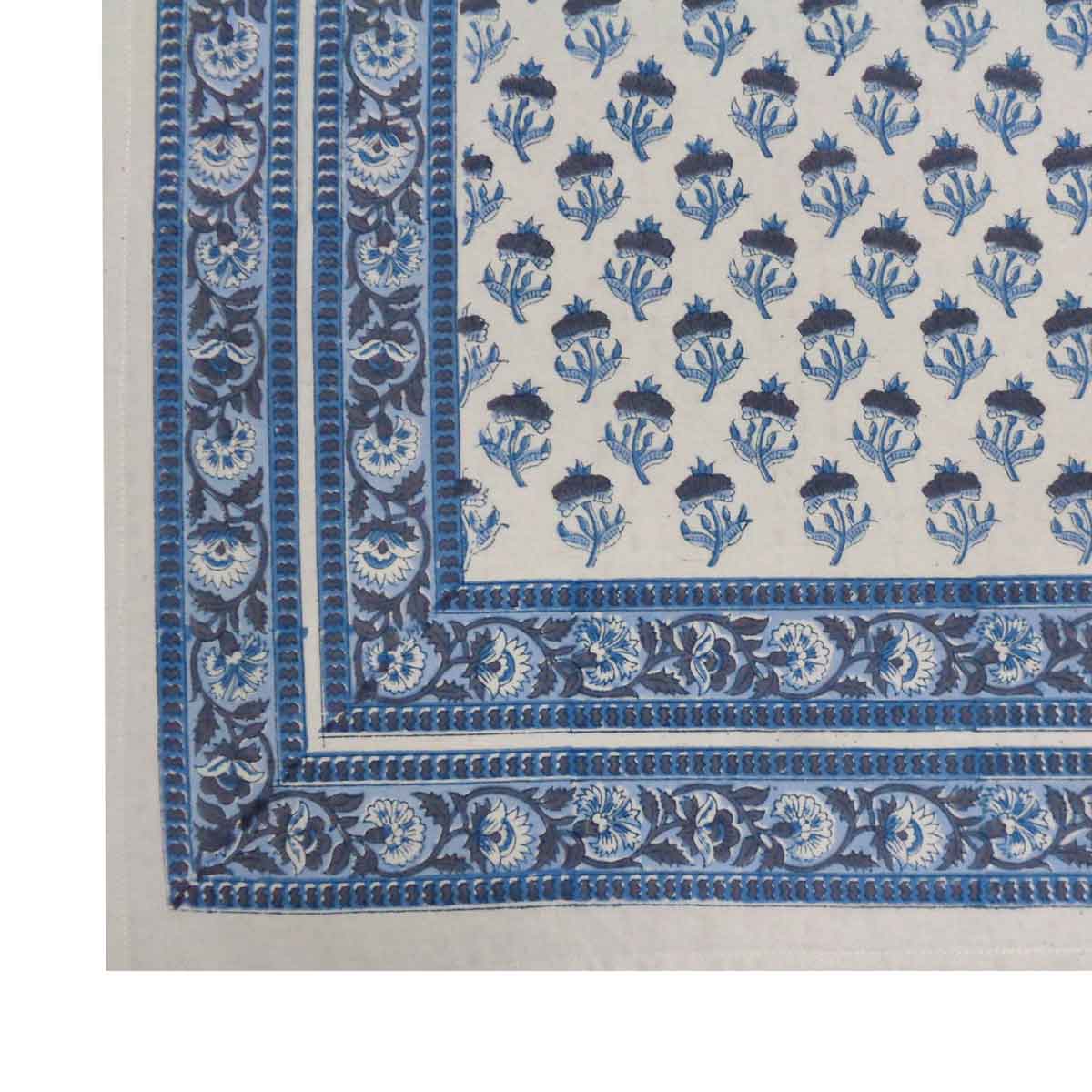 Block Print Tablecloth Marigold Teal 180x270cm