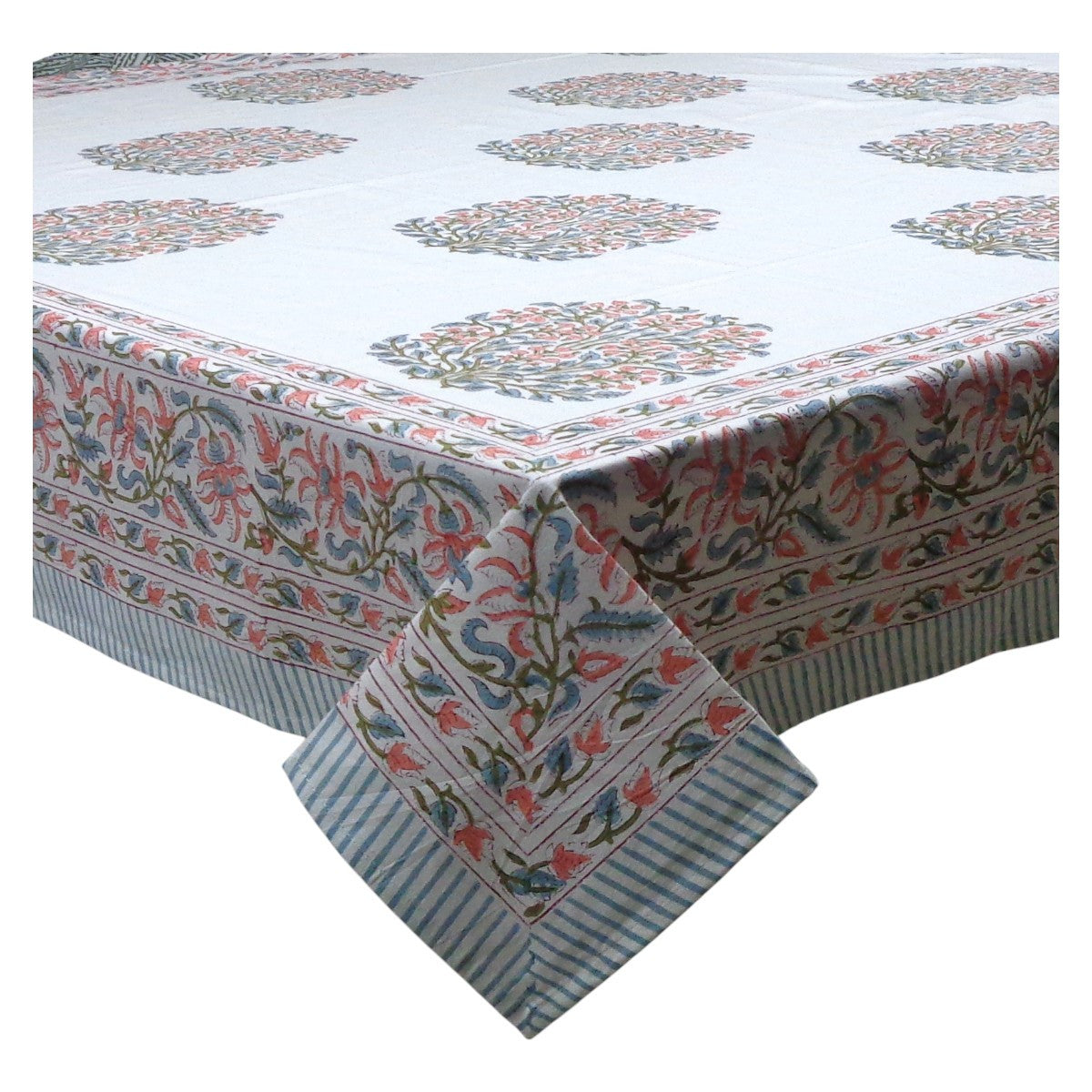 Block Print Tablecloth Berry Pink 180x270cm