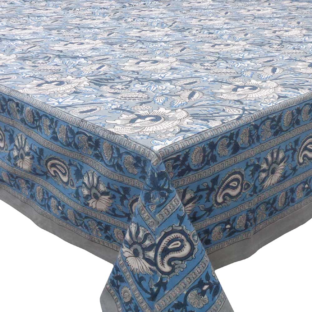 Block Print Tablecloth Amarnath Grey 180x270cm