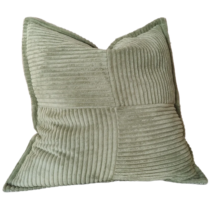 WALES Corduroy Cushion 55cm Square - Sage Green