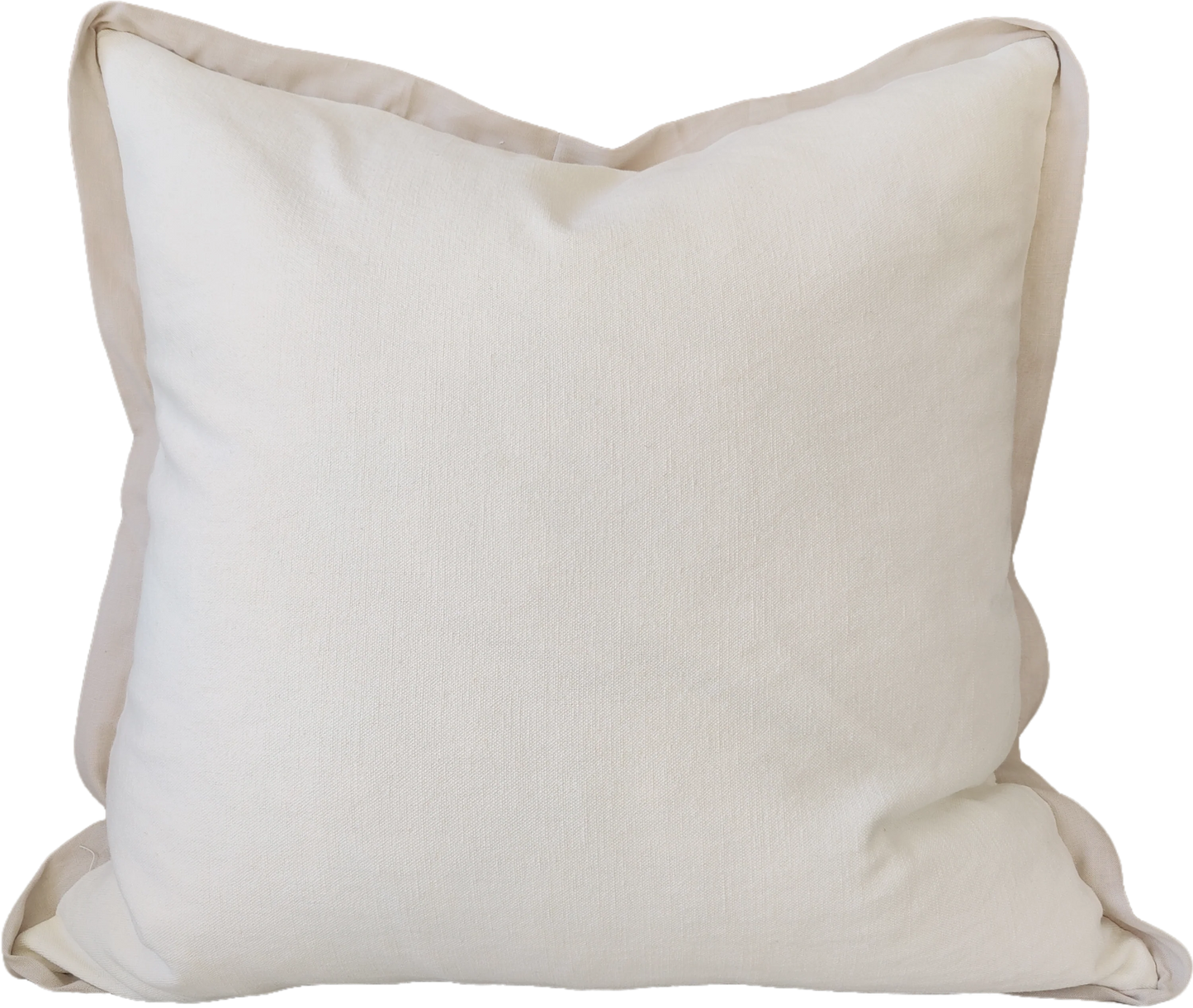 Reine Linen Cushion 55cm Square - White with Light Nude Border