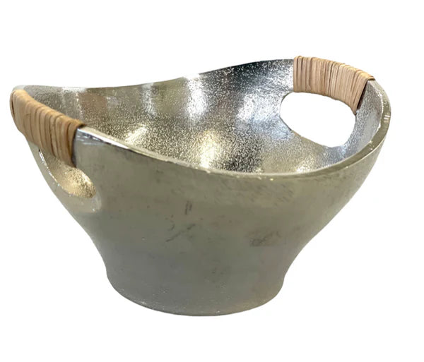 Aluminium Bowl With Rattan Handles Sml