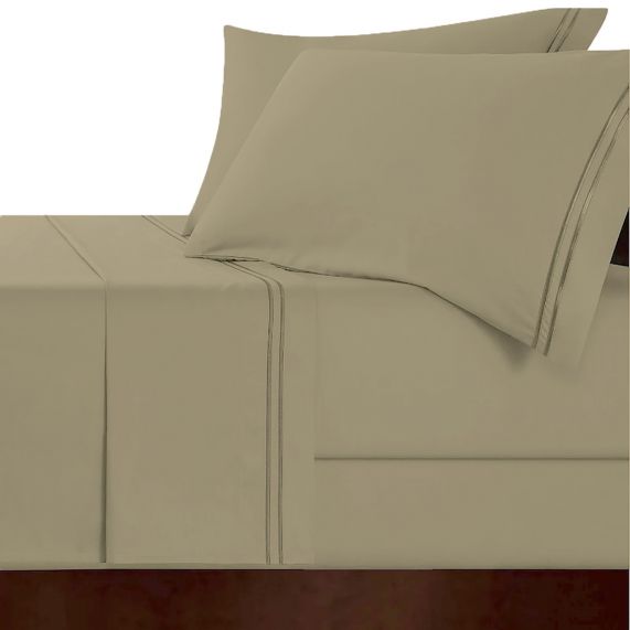 Taupe King Taylor Embroidered 1000TC Cotton Sheet Set