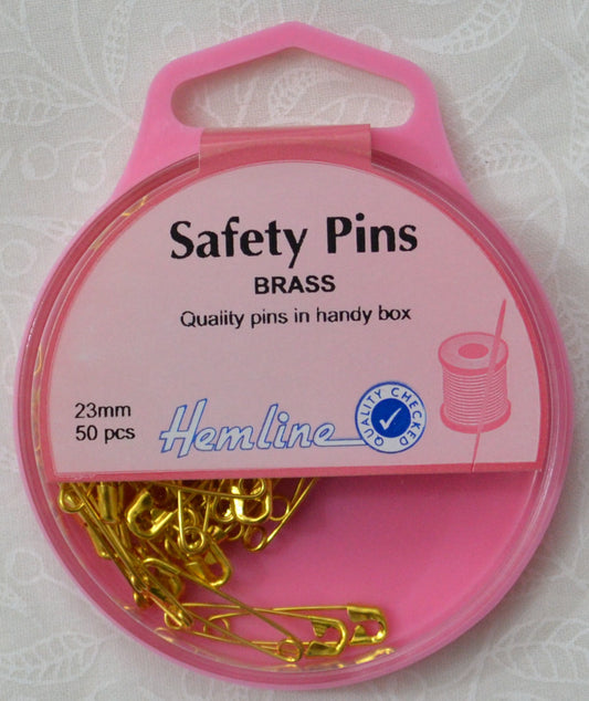 Hemline Brass (Rustless) Safety Pins, 23mm, 50 Pieces