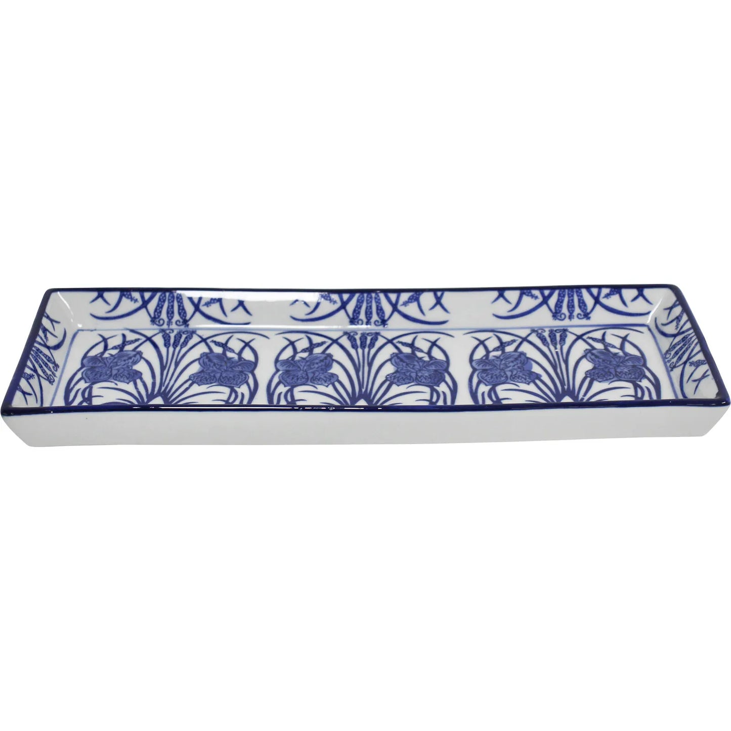 Rectangle Plate/Tray Iris Rush Blue & White