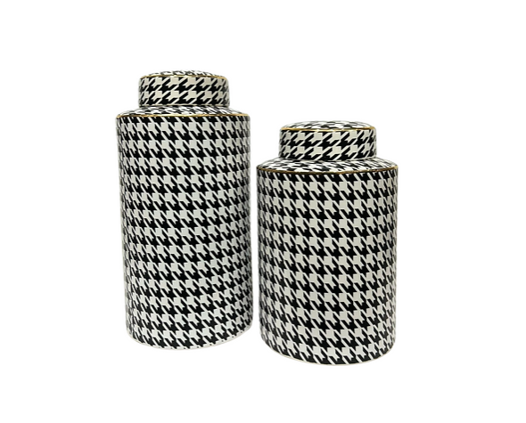 Houndstooth Decor Jar Large