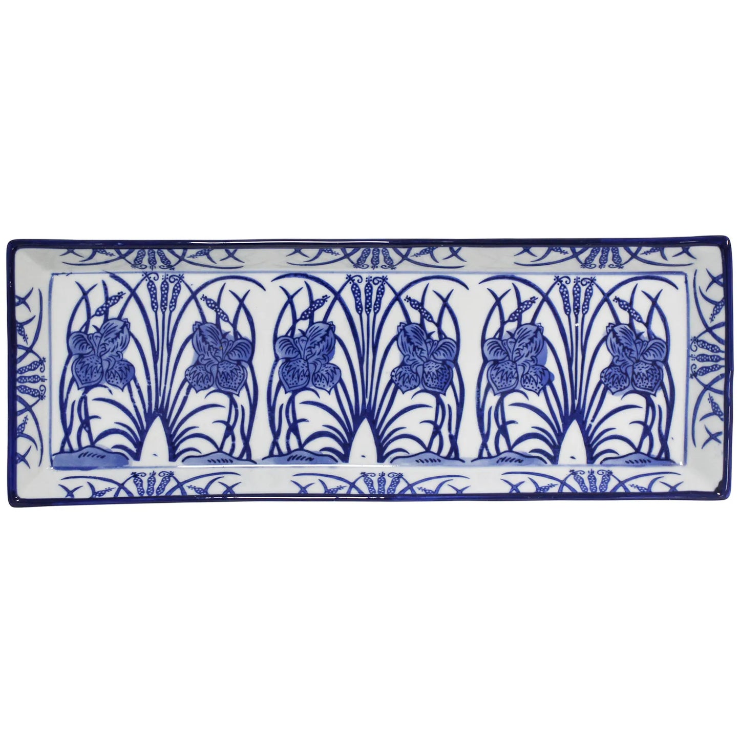 Rectangle Plate/Tray Iris Rush Blue & White