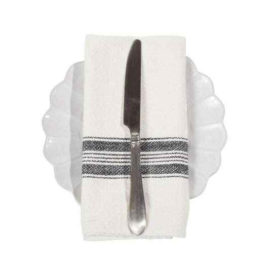 Napkin Stripe Slub White (Set of 4)