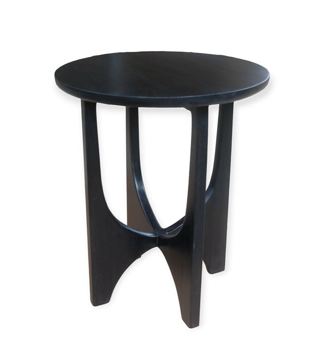 Matt Black Round Timber Side Table