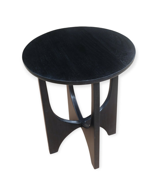 Matt Black Round Timber Side Table