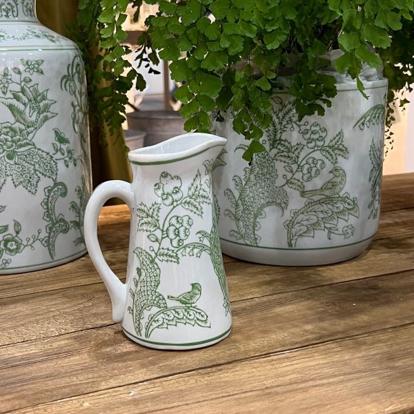 Avi Palm Ceramic Jug 15cm Green