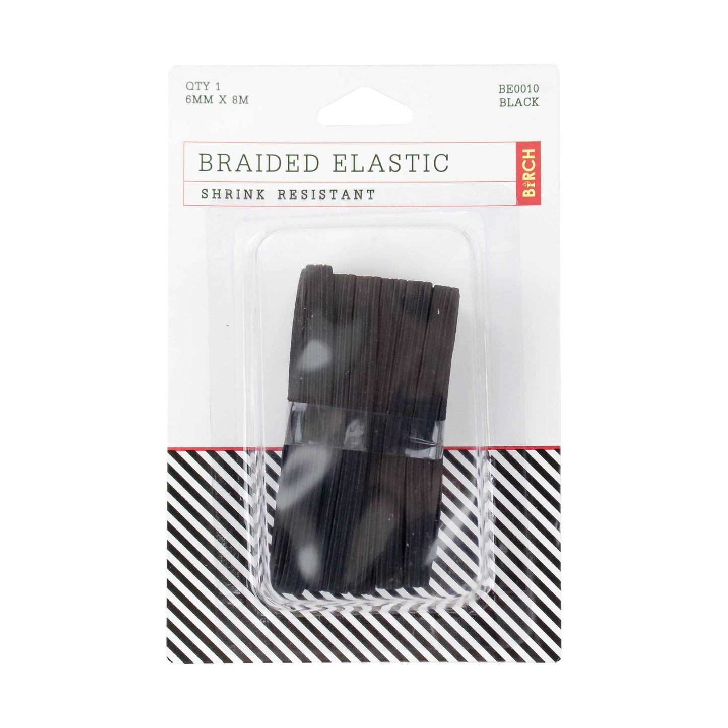 ELASTIC BRAIDED 6MM X 8M BLACK