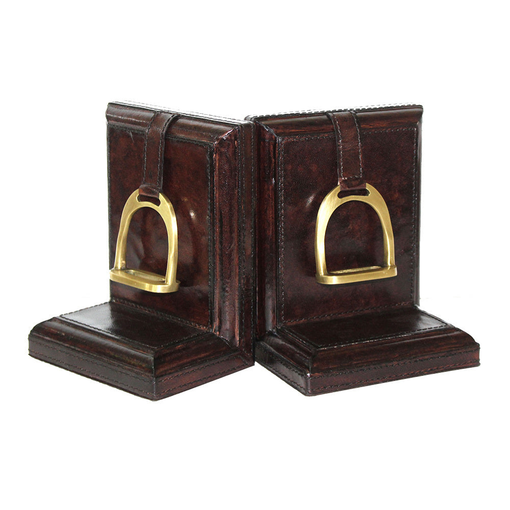 Leather Stirups Bookends SML Dark Brown