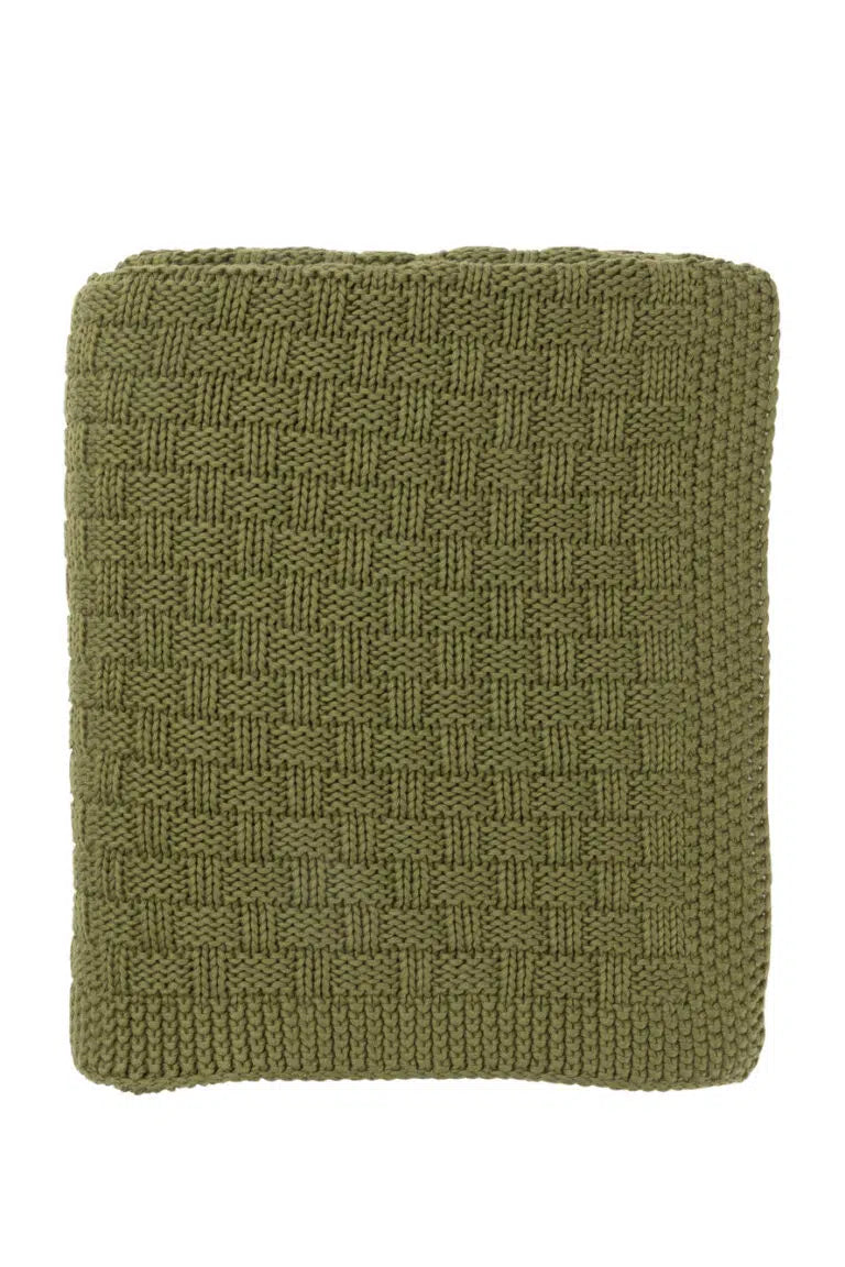 Throw Basket Weave Basil Green