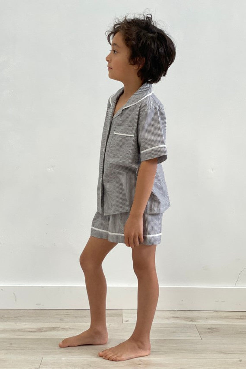 Grey Pin Stripe Child's Short PJ Set