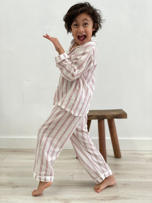 Cameron Red Stripes Boy's Long PJ Set