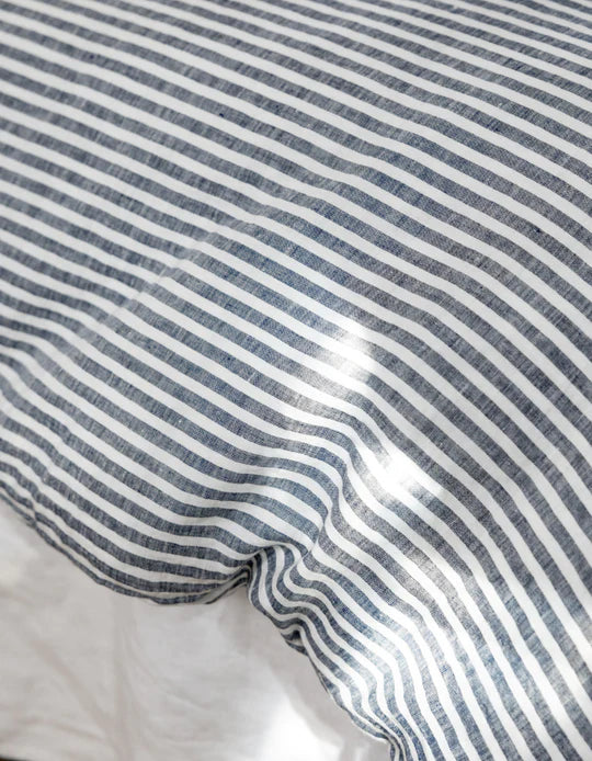 Salt Living Linen Duvet Cover Set Queen Indigo Stripe