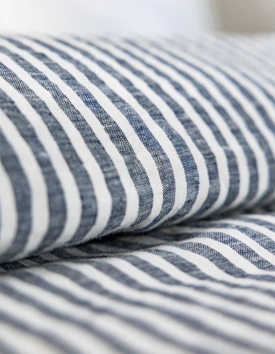 Salt Living Linen Duvet Cover Set Queen Indigo Stripe