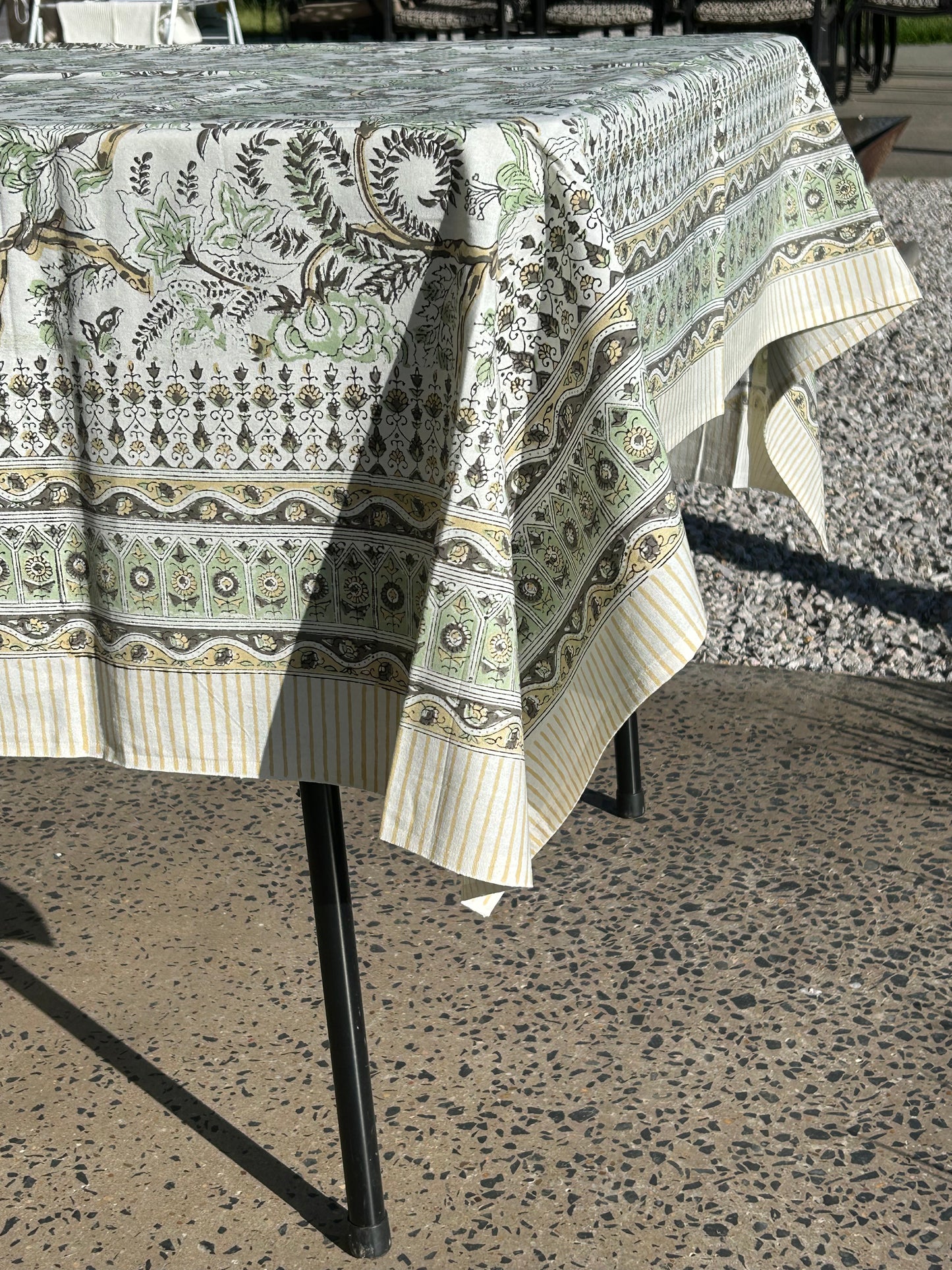 Annabel Block Printed Table Cloth 150 x 220cm