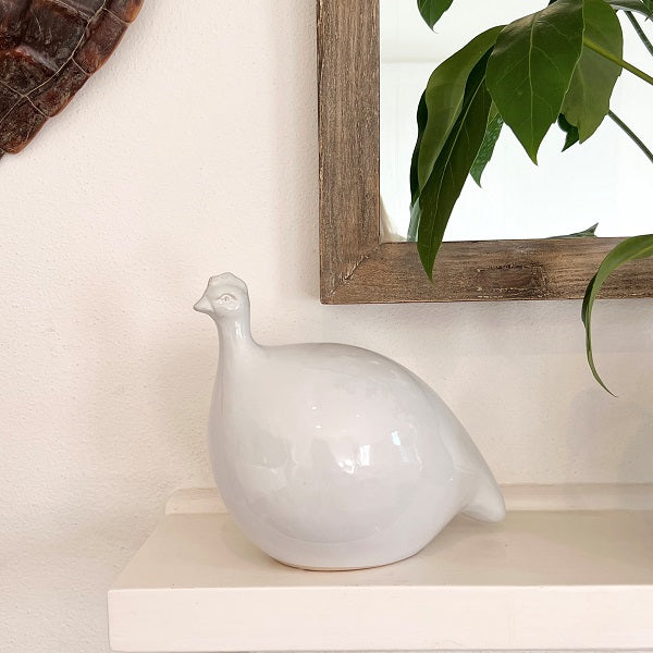 Ceramic Guinea Fowl White Glaze