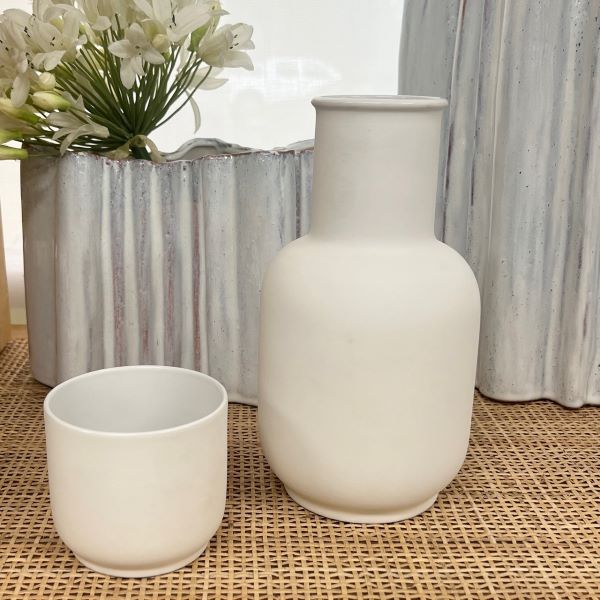 Flax Ceramic Carafe & Tumbler Set