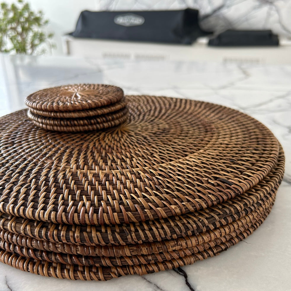 Coaster Rattan Round 10cm Set of 4