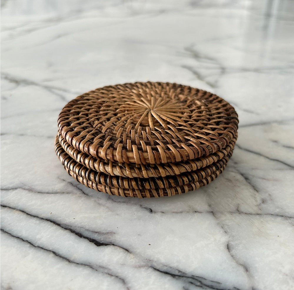 Coaster Rattan Round 10cm Set of 4