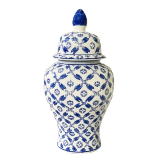 Blue And White Temple Jar