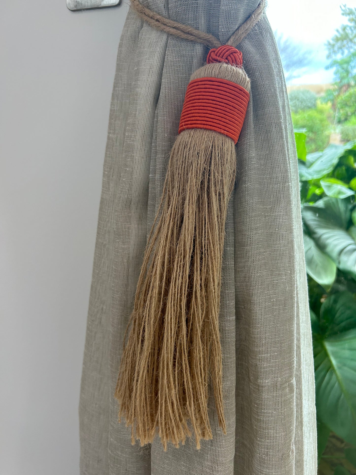 Moroccan Jute + Cactus Silk Tassels / Tie Backs