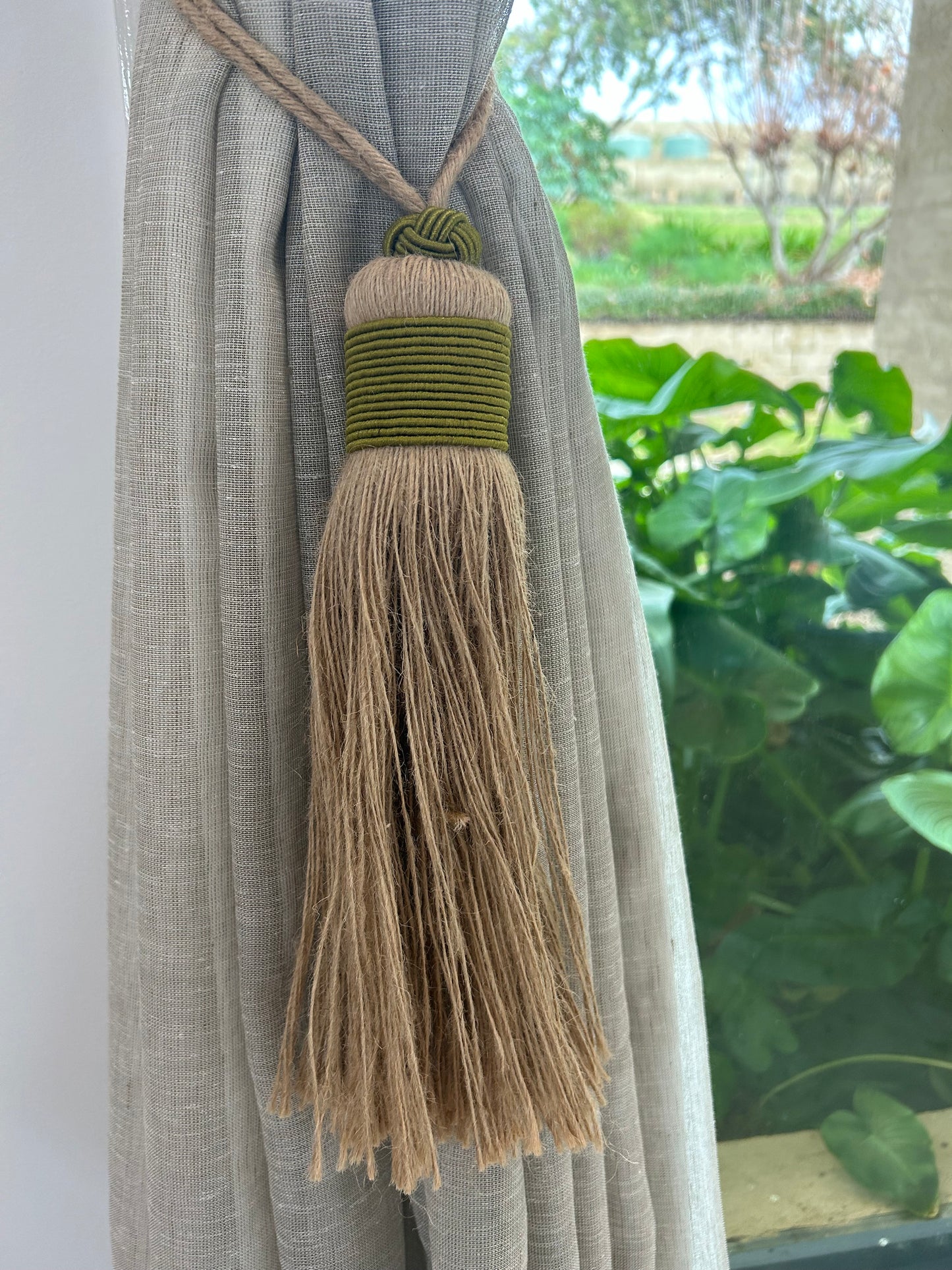 Moroccan Jute + Cactus Silk Tassels / Tie Backs