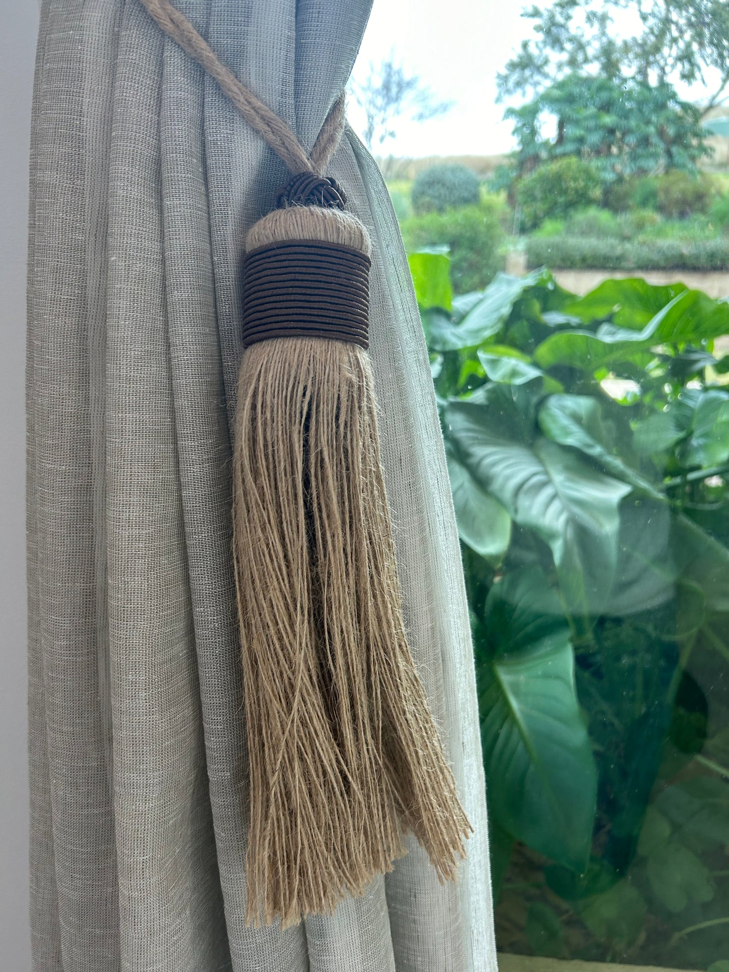 Moroccan Jute + Cactus Silk Tassels / Tie Backs