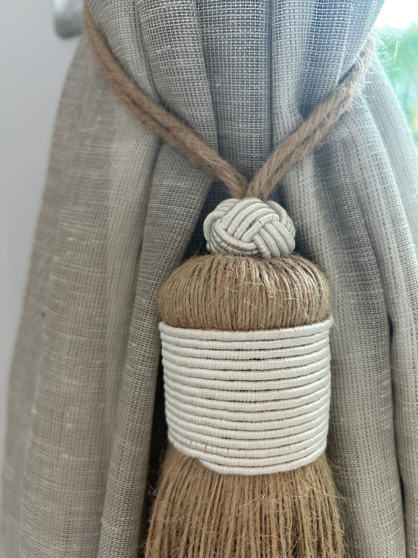 Moroccan Jute + Cactus Silk Tassels / Tie Backs