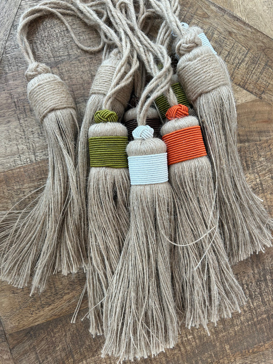 Moroccan Jute + Cactus Silk Tassels / Tie Backs