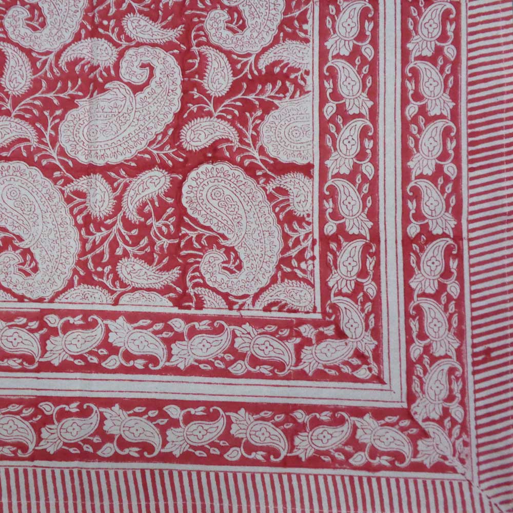 Block Print Tablecloth Ambi 180x340cm Raspberry