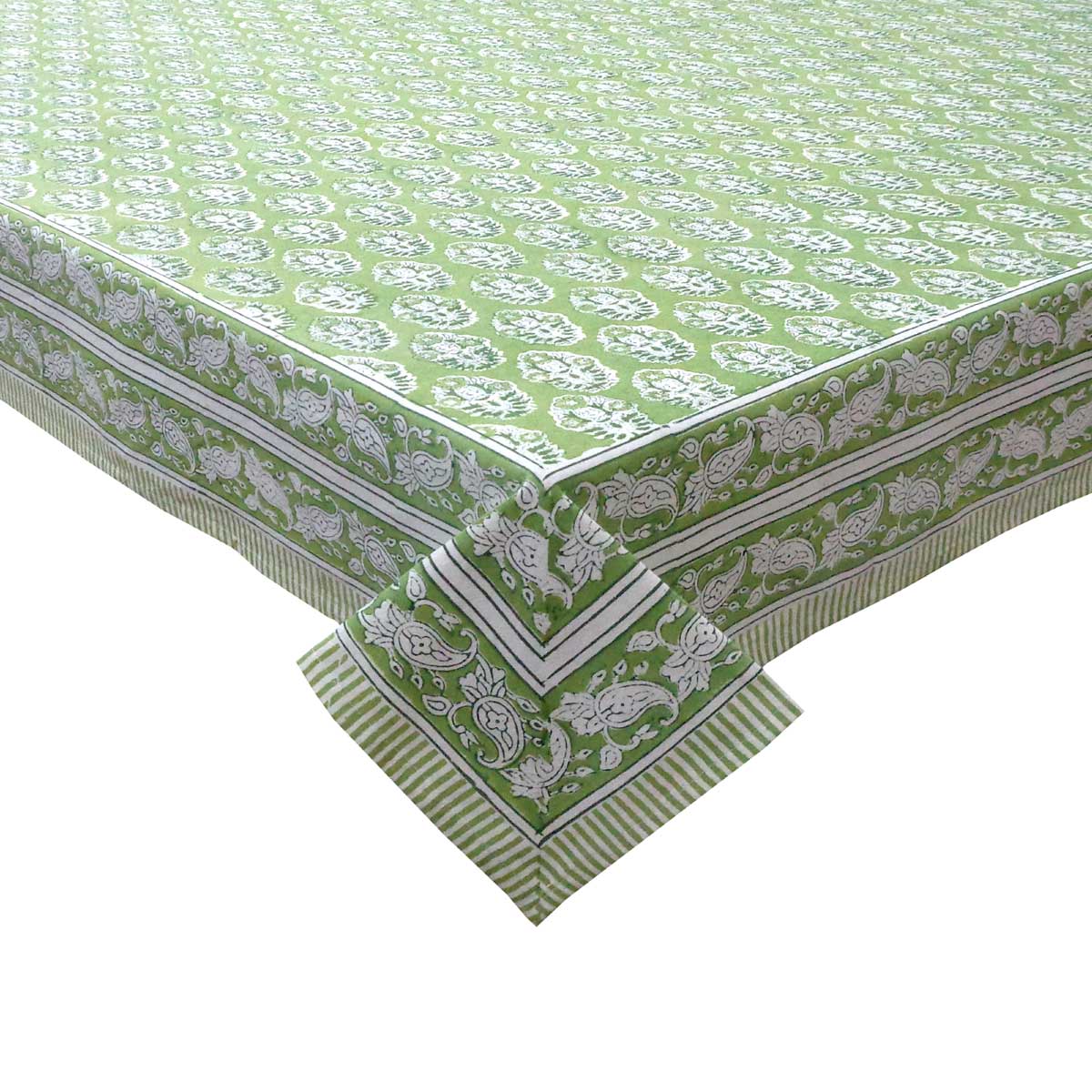 Block Print Tablecloth Boota 180x340cm Celadon