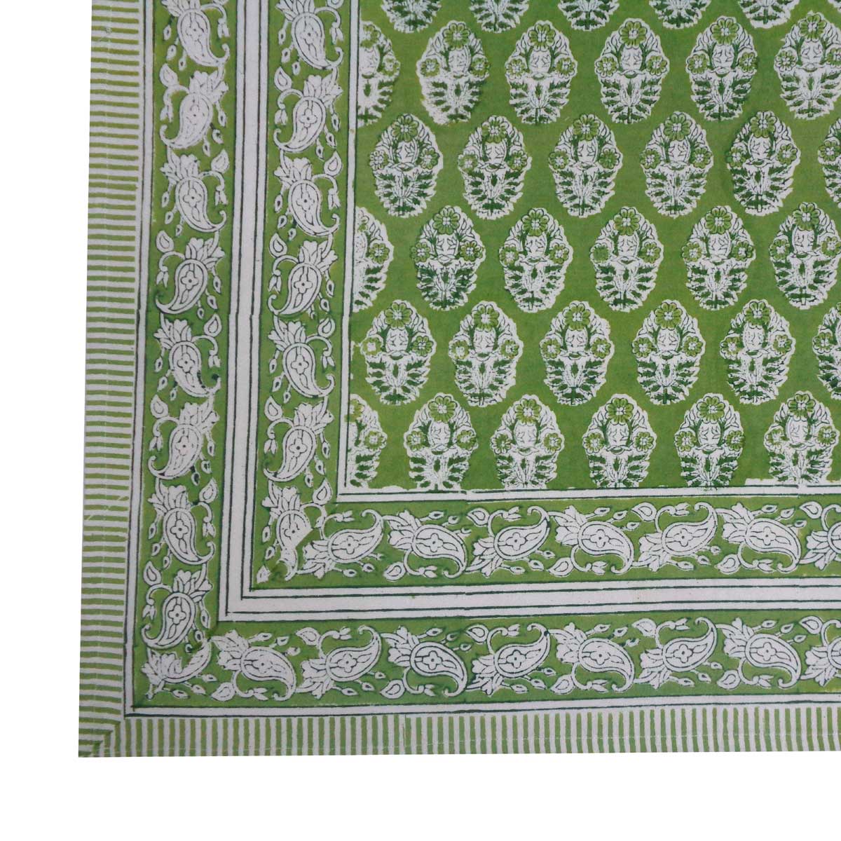 Block Print Tablecloth Boota 180x340cm Celadon