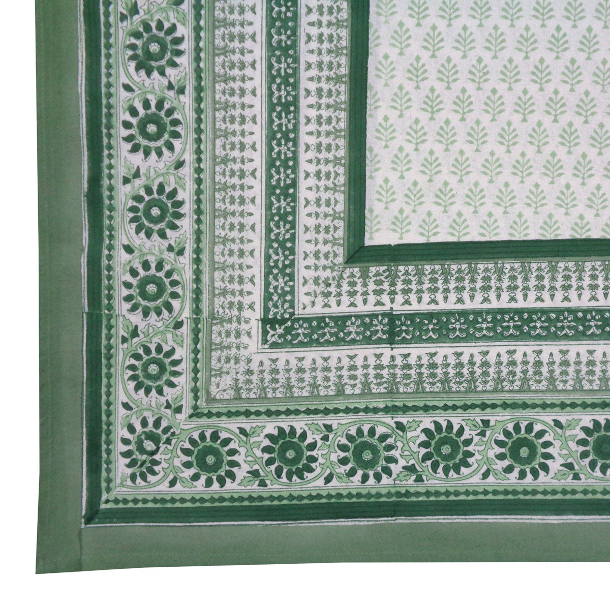 Block Print Tablecloth Neem 180x270cm Green